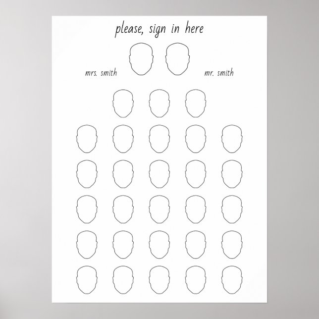 Zeichn dein Face Alternative Wedding 28 Guest Book Poster (Vorne)