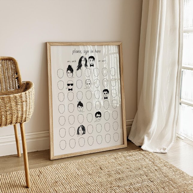 Zeichn dein Face Alternative Wedding 49 Guest Book Poster (Draw Your Face Alternative Funny Wedding Guest Book Drawing Unique Idea 50 Guests Keepsake Budget)