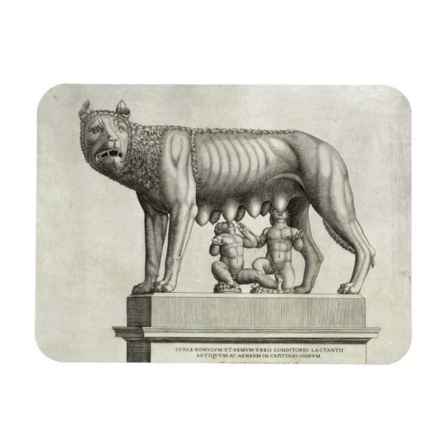 Zeichn der etruskischen Bronze des Wolfshügels Magnet (Horizontal)