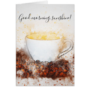 Zeichn der heißen Tasse Kaffee Guten Morgen Sonnen