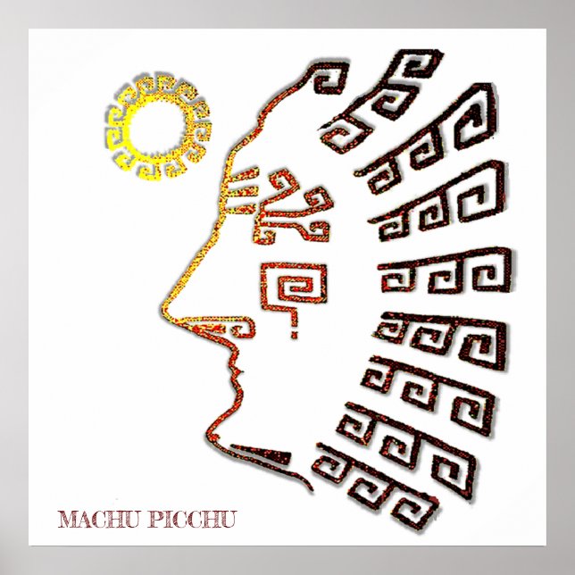Zeichn der Silhouette Machu_Picchu Poster (Vorne)