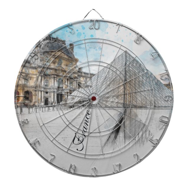 Zeichn der Wasserfarbe des Louvre Paris, Frankreic Dartscheibe (vorne)
