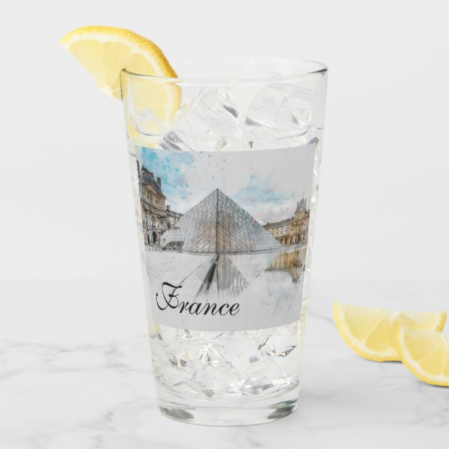 Zeichn der Wasserfarbe des Louvre Paris, Frankreic Glas (Vorderseite Ice)