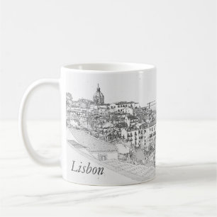 Zeichn des Bezirks Alfama in Lissabon Kaffeetasse