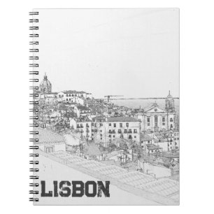 Zeichn des Bezirks Alfama in Lissabon Notizblock