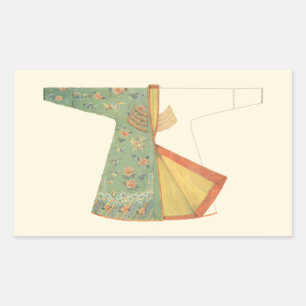 Zeichn des halb fertig gestellten Kimono Rechteckiger Aufkleber