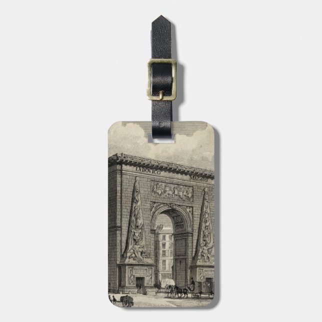 Zeichn des Monuments Porte Saint-Denis Gepäckanhänger (Vorderseite vertikal)