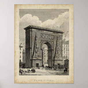 Zeichn des Monuments Porte Saint-Denis Poster