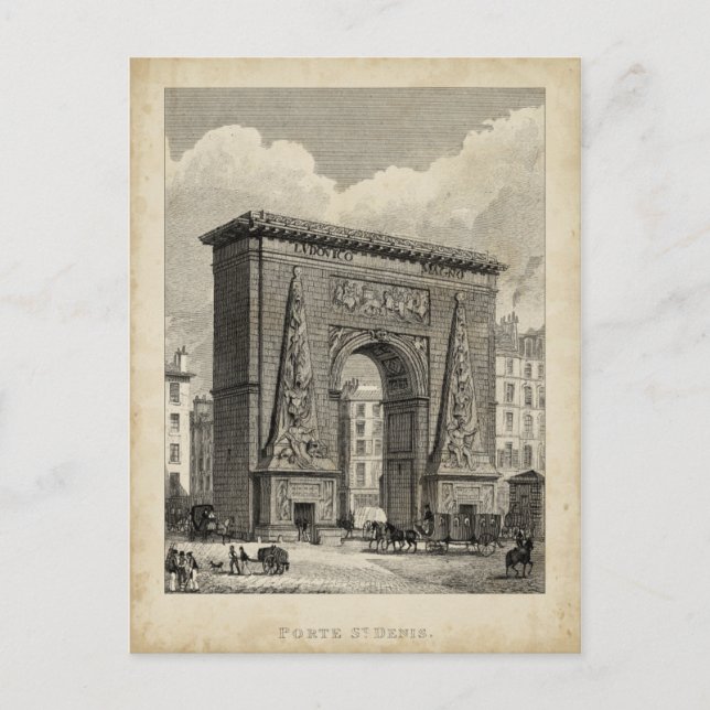 Zeichn des Monuments Porte Saint-Denis Postkarte (Vorderseite)