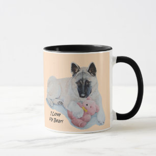 zeichn des niedlichen Teddybären akita cuddling Tasse