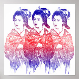 Zeichn einer Kimono-Dame Poster