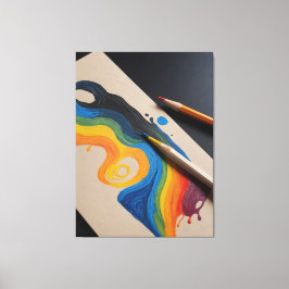 zeichn einer Regenbogenwelle mit zwei farbigen Pen Leinwanddruck