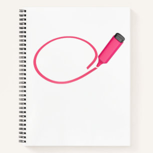 Zeichn eines Kreises mit einem rosa Highlighter Notizbuch