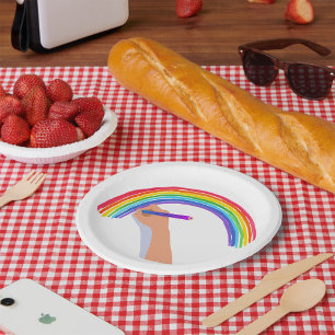 Zeichn eines Regenbogens Pappteller