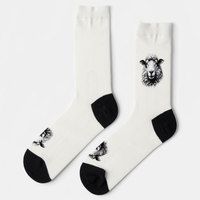 Zeichn eines Schafkopfes Socken (Linkes Detail)