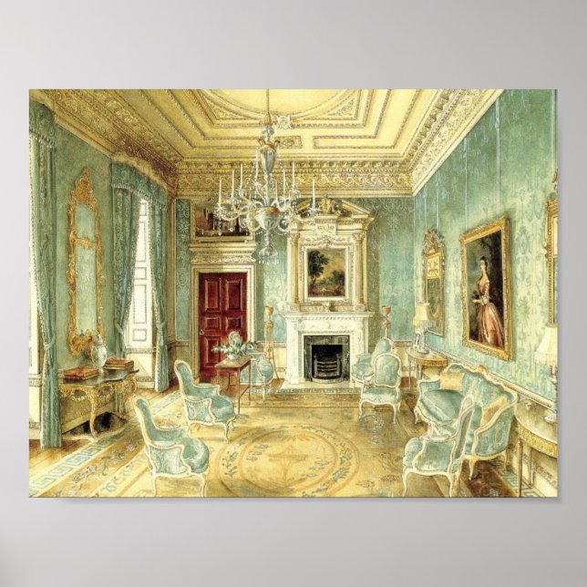 Zeichn Room in Ditchley by Alexandre Serebriakoff Poster (Vorne)