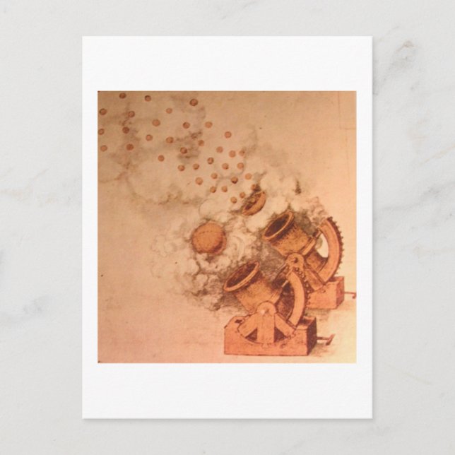 Zeichn von Cannons durch Leonardo Da VInci Postkarte (Vorderseite)