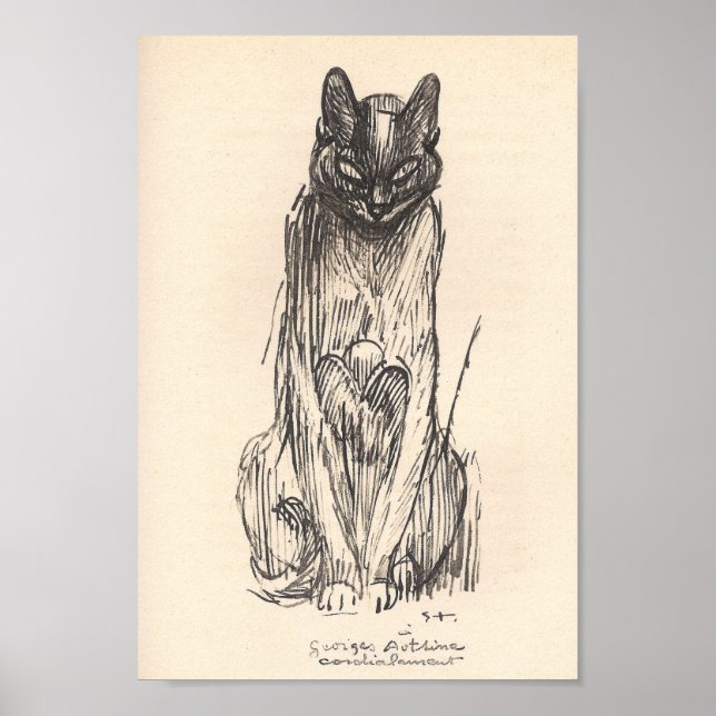 Zeichn von Cat durch Alexandre Steinlen Poster (Vorne)