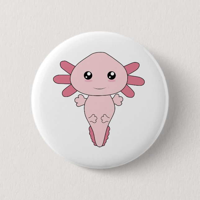 Zeichn von Cool rosa Axolotl Button (Vorderseite)