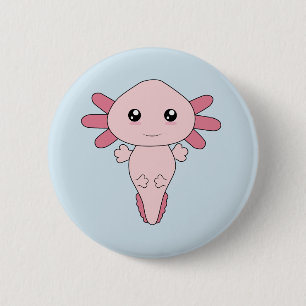 Zeichn von Cool rosa Axolotl Button