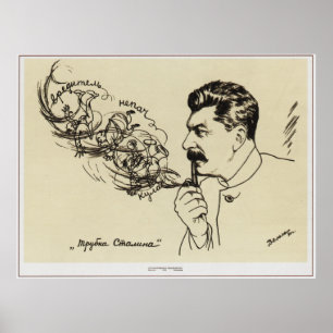 Zeichn von Joseph Stalin. Poster "Stalin's pipe"