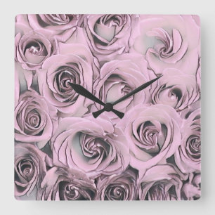 Zeichn von rosa Rosen Acrylwand Uhr