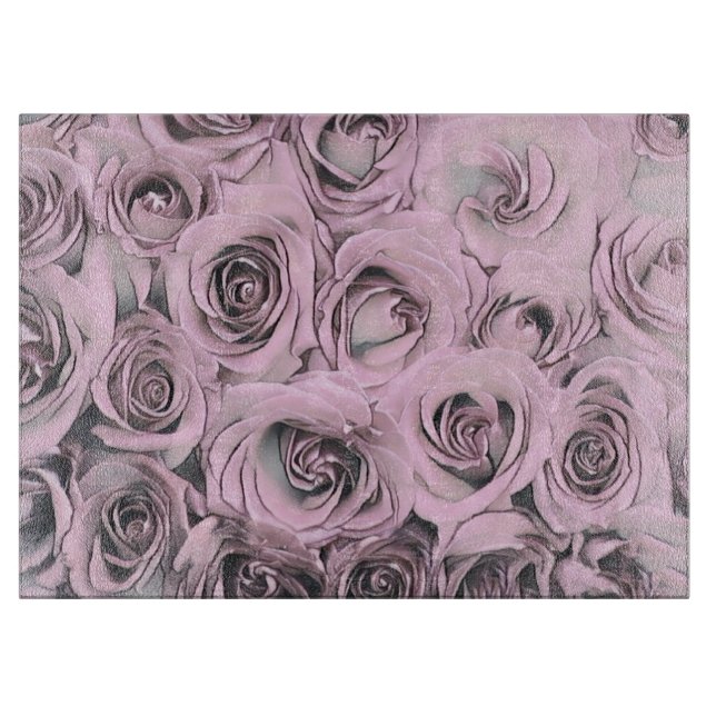 Zeichn von rosa Rosen Schneidebrett (Vorderseite)