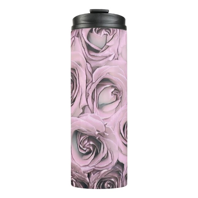 Zeichn von rosa Rosen Thermosbecher (Vorderseite)