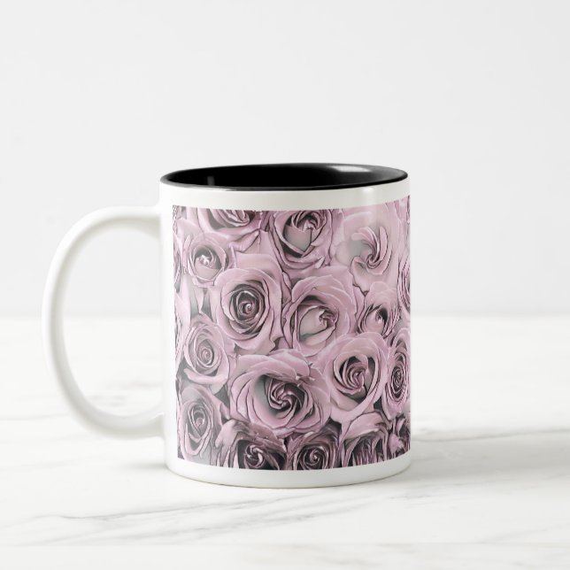 Zeichn von rosa Rosen Zweifarbige Tasse (Links)