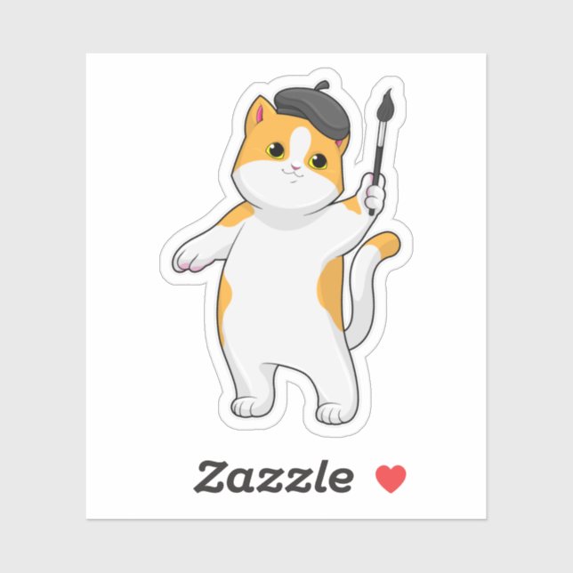 Zeichnen als Maler mit Pinsel Aufkleber (Blatt)