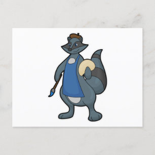 Zeichnen als Maler mit Pinsel Postkarte