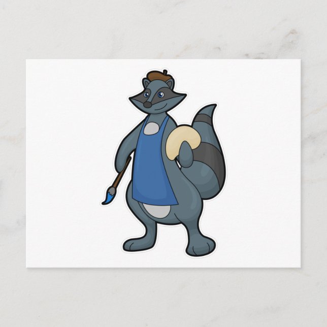 Zeichnen als Maler mit Pinsel Postkarte (Vorderseite)