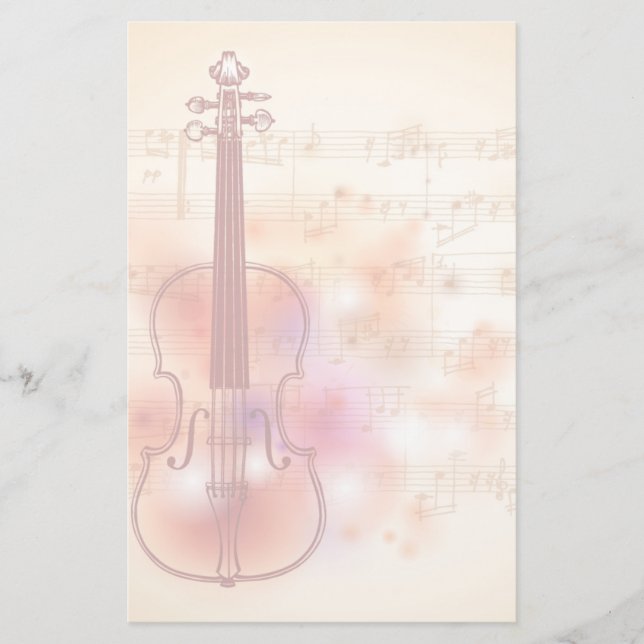 Zeichnen auf Watercolorhintergrund der Violine Briefpapier (Vorderseite)