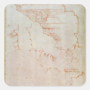 Zeichnen der Architekturdetails Quadratischer Aufkleber