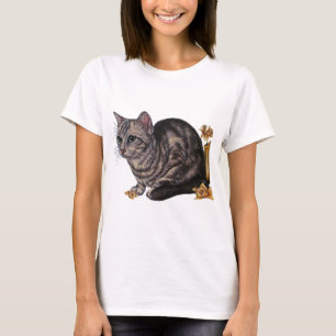 Zeichnen der Katze mit Narzissen T-Shirt