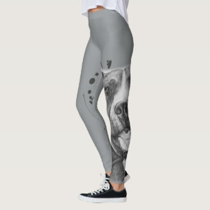 Zeichnen der Pitbull Hundetierkunst auf Farbe Leggings