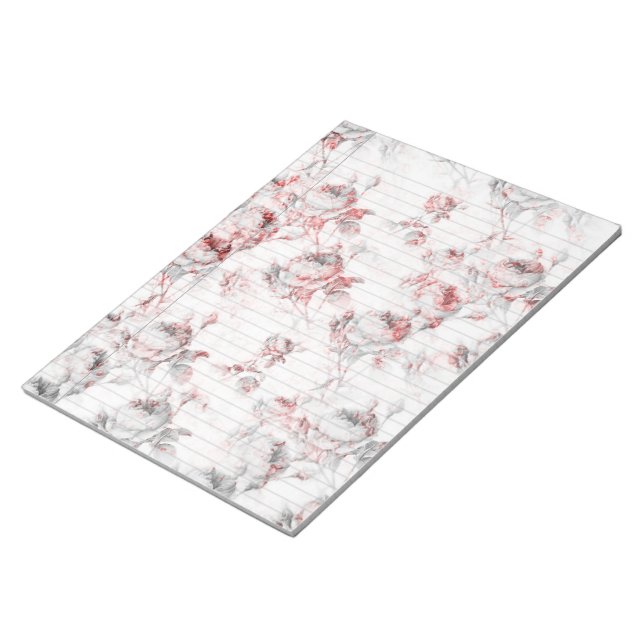 Zeichnen der Rose mit dem roten rechtlichen Notepa Notizblock (angewinkelt)