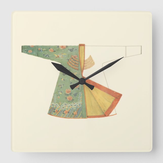 Zeichnen des unfertigen Kimono Quadratische Wanduhr (Vorderseite)
