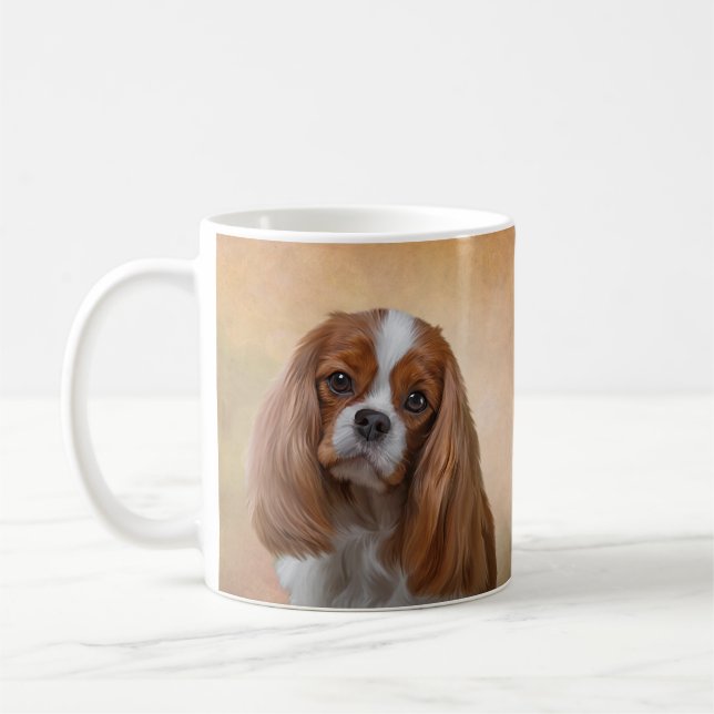 Zeichnen Hundeunbekümmerten Königcharles Spaniel Kaffeetasse (Links)