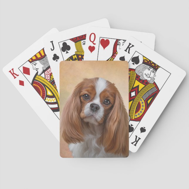 Zeichnen Hundeunbekümmerten Königcharles Spaniel Spielkarten (Rückseite)