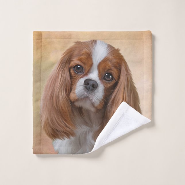 Zeichnen Hundeunbekümmerten Königcharles Spaniel Waschlappen (Waschlappen)