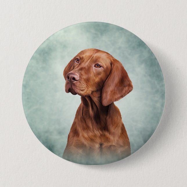 Zeichnen lustigen Vizsla Zeigers Button (Vorderseite)