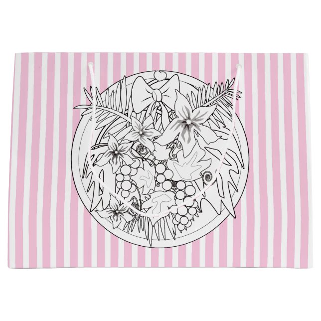 Zeichnen Sie das Bild selbst ein tropisches Muster Große Geschenktüte (Vorderseite)