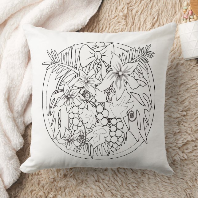 Zeichnen Sie das Bild selbst ein tropisches Muster Kissen (Decke)