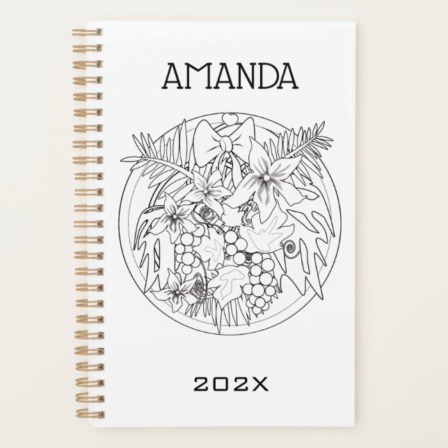 Zeichnen Sie das Bild selbst ein tropisches Muster Planer (Vorderseite)