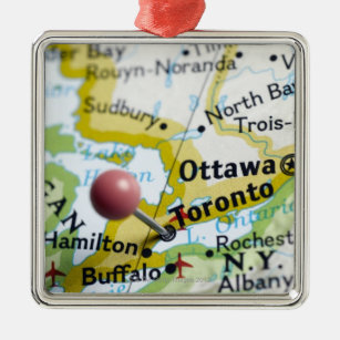 Zeichnen Sie das Button auf, das auf Toronto, Silbernes Ornament