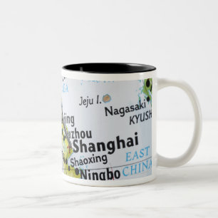 Zeichnen Sie das Button auf, das in Shanghai, Zweifarbige Tasse