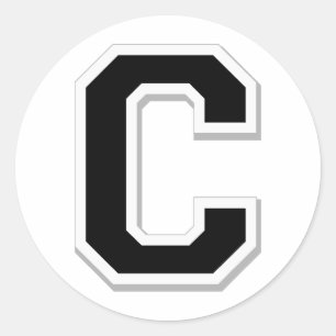 Zeichnen Sie den Anfangsbuchstaben C in schwarzen  Runder Aufkleber