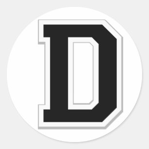 Zeichnen Sie den Anfangsbuchstaben D in schwarzen  Runder Aufkleber