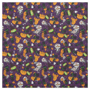 Zeichnen Sie eigene Kawaii Halloween Print Fashion Stoff